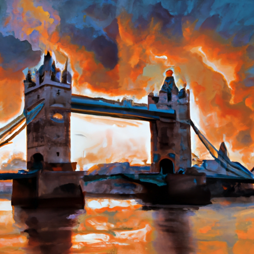 O imagine cu un apus superb peste Podul Tower Bridge în Londra.