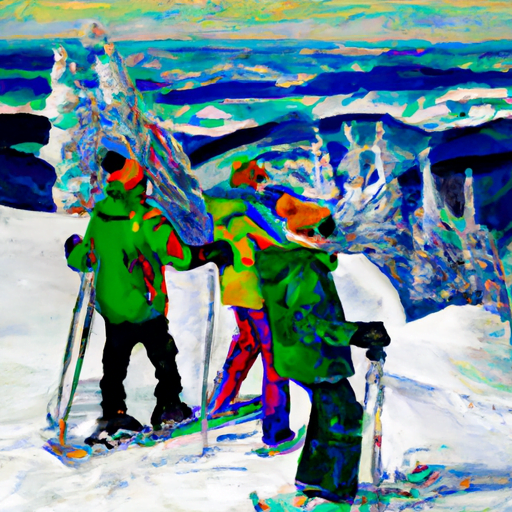 O imagine cu un grup de turiști zâmbitori, în echipament de schi, admirând peisajul montan în timp ce se pregătesc să coboare pe pârtiile excelente ale stațiunii Poiana Brașov.
