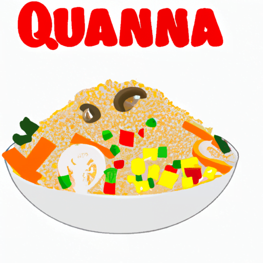 Un bol colorat cu pilaf de quinoa și legume proaspete.